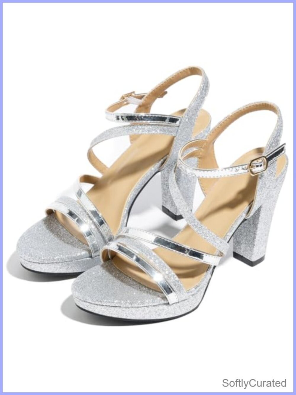 Platform Heeled Sandals Ankle Strap Buckle Faux Leather Slip Resistant Open Toe
